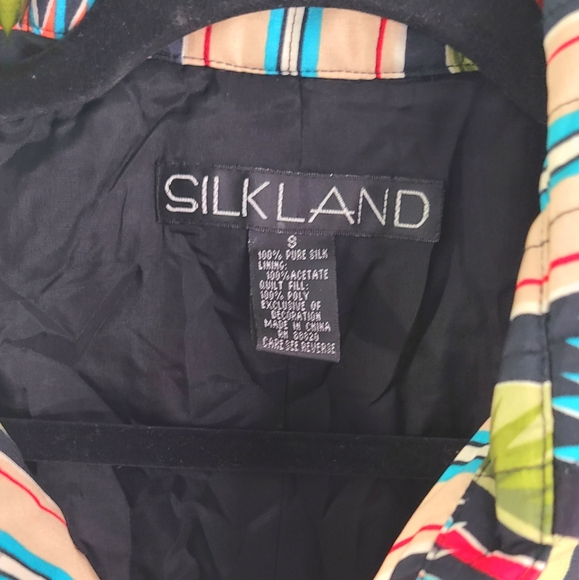 Silkland green red yellow cream multicolor floral  jacket/ blazer size small S - Picture 4 of 6